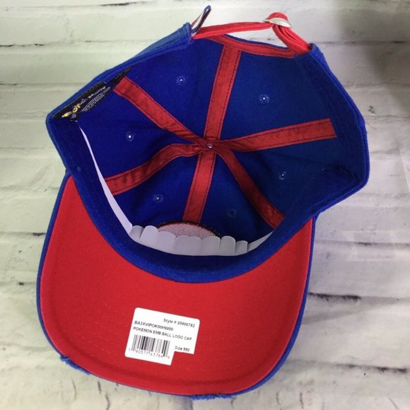 Pokemon Pokeball Logo Distressed Strapback Hat Cap - Picture 6 of 7